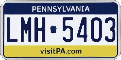 PA license plate LMH5403