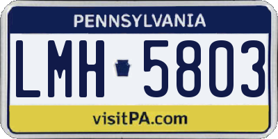 PA license plate LMH5803