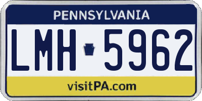 PA license plate LMH5962