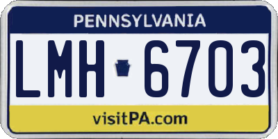 PA license plate LMH6703