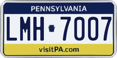 PA license plate LMH7007