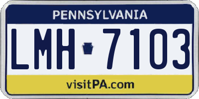 PA license plate LMH7103