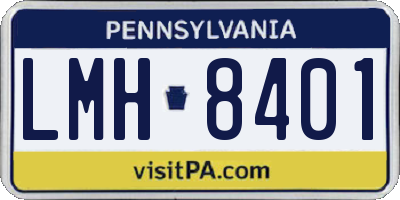 PA license plate LMH8401