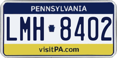 PA license plate LMH8402