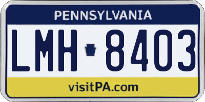PA license plate LMH8403
