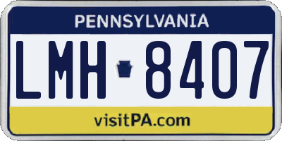 PA license plate LMH8407