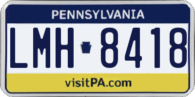 PA license plate LMH8418