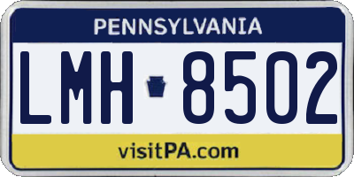 PA license plate LMH8502
