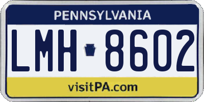 PA license plate LMH8602