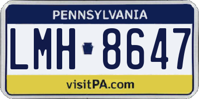 PA license plate LMH8647