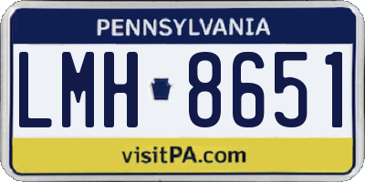 PA license plate LMH8651