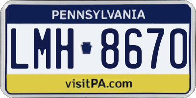 PA license plate LMH8670