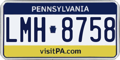 PA license plate LMH8758