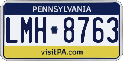 PA license plate LMH8763