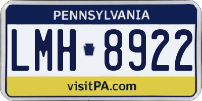 PA license plate LMH8922