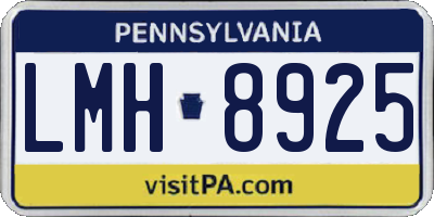 PA license plate LMH8925