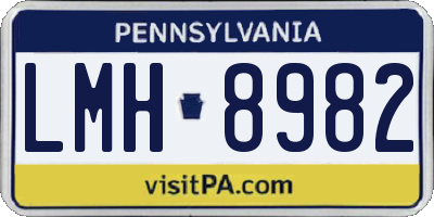 PA license plate LMH8982