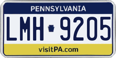 PA license plate LMH9205