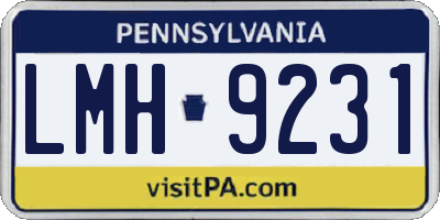 PA license plate LMH9231