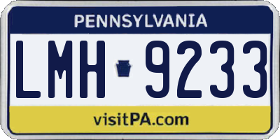 PA license plate LMH9233