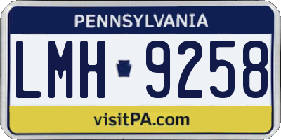 PA license plate LMH9258