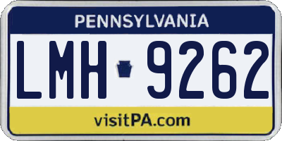 PA license plate LMH9262