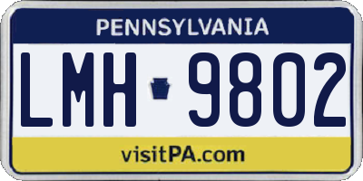 PA license plate LMH9802
