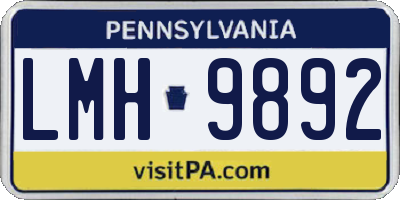 PA license plate LMH9892