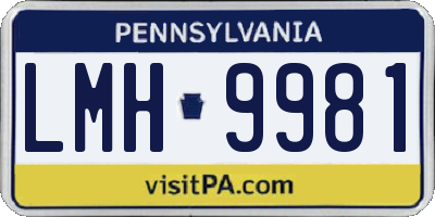 PA license plate LMH9981