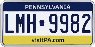 PA license plate LMH9982