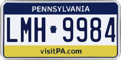 PA license plate LMH9984