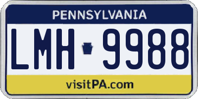 PA license plate LMH9988