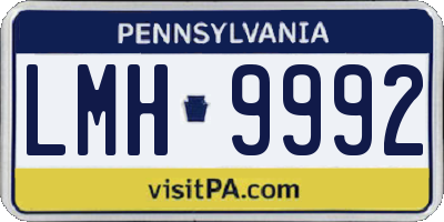 PA license plate LMH9992