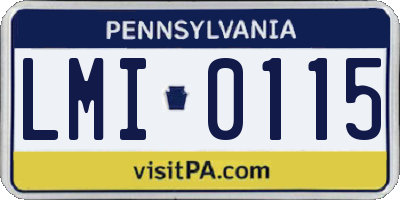 PA license plate LMI0115