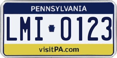 PA license plate LMI0123
