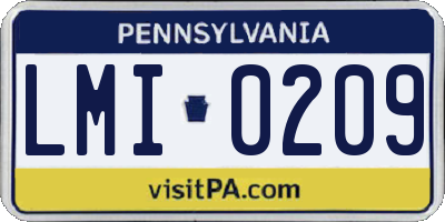 PA license plate LMI0209