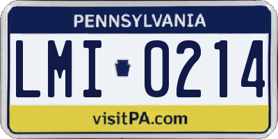 PA license plate LMI0214
