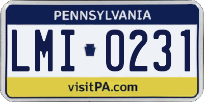 PA license plate LMI0231