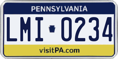PA license plate LMI0234