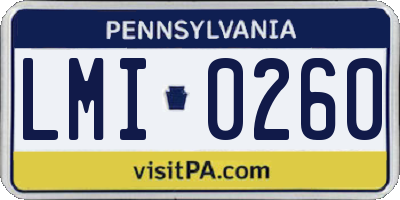 PA license plate LMI0260