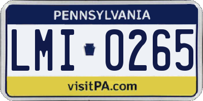 PA license plate LMI0265