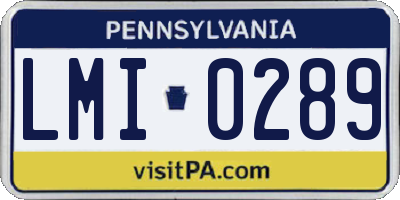 PA license plate LMI0289