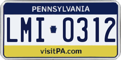 PA license plate LMI0312