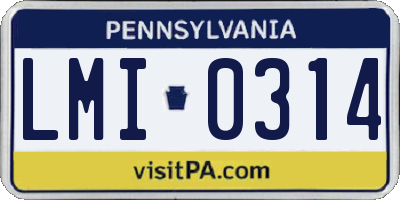 PA license plate LMI0314