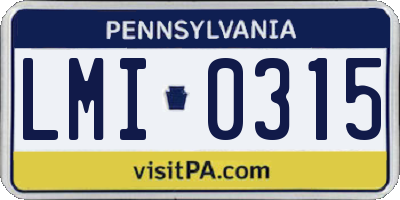 PA license plate LMI0315
