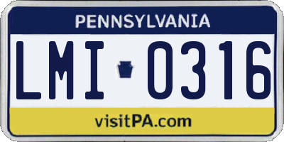 PA license plate LMI0316
