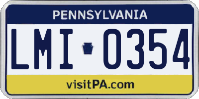 PA license plate LMI0354