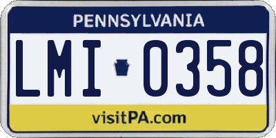 PA license plate LMI0358
