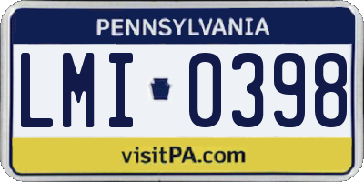 PA license plate LMI0398