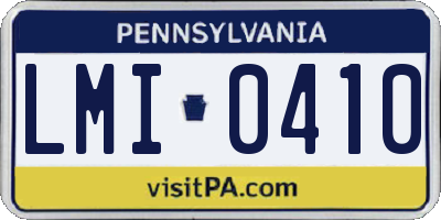 PA license plate LMI0410